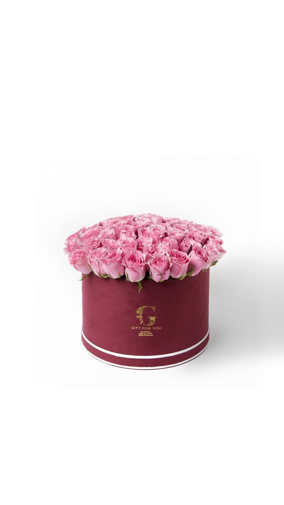 Bordo Orta Boy Kutuda Pespembe Güller