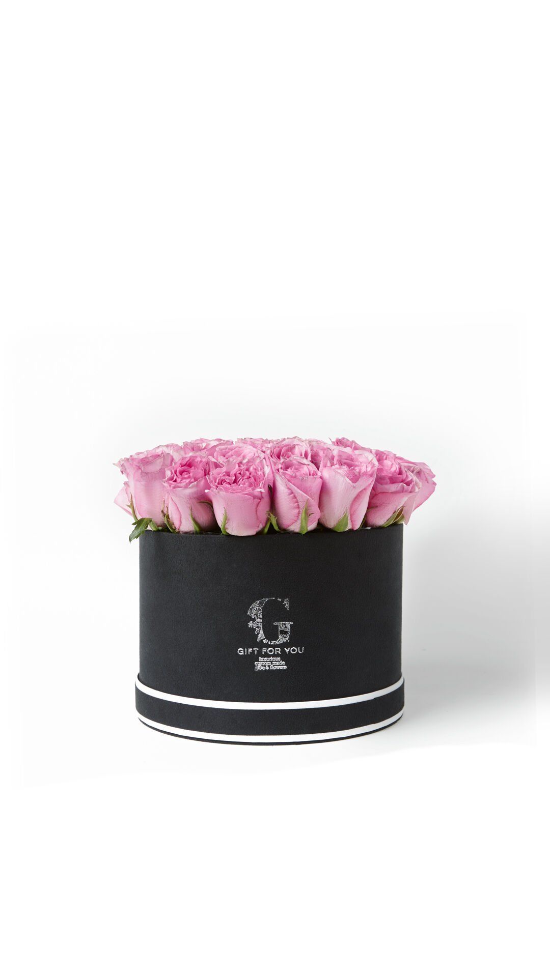 Siyah Orta Boy Kutuda Pespembe Güller