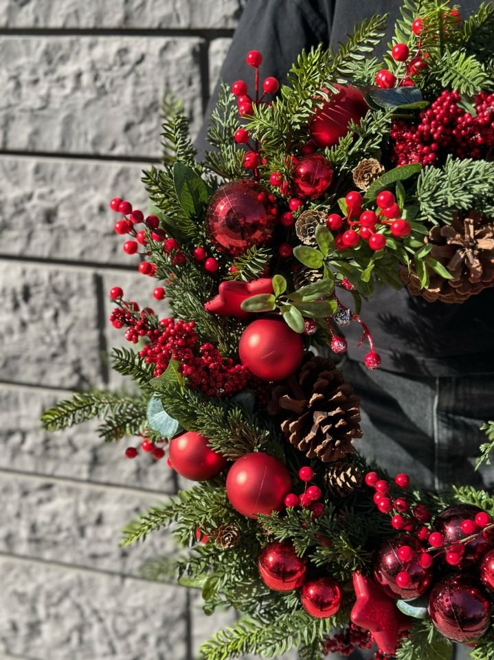 Kırmızı  Çiçekli Kapı Süsü