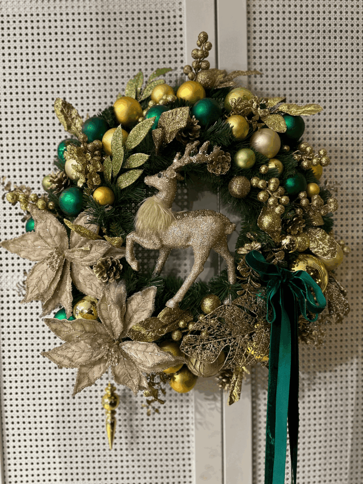 Lüks Koyu Yeşil ve Altın Kapı Süsü